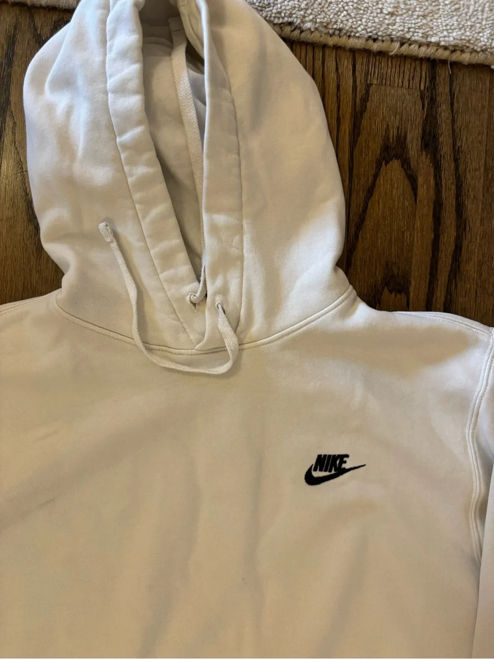 Nike White Pullover Hoodie with Black Swoosh